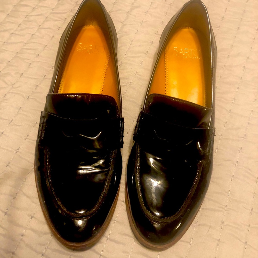 Franco sarto loafers black patent